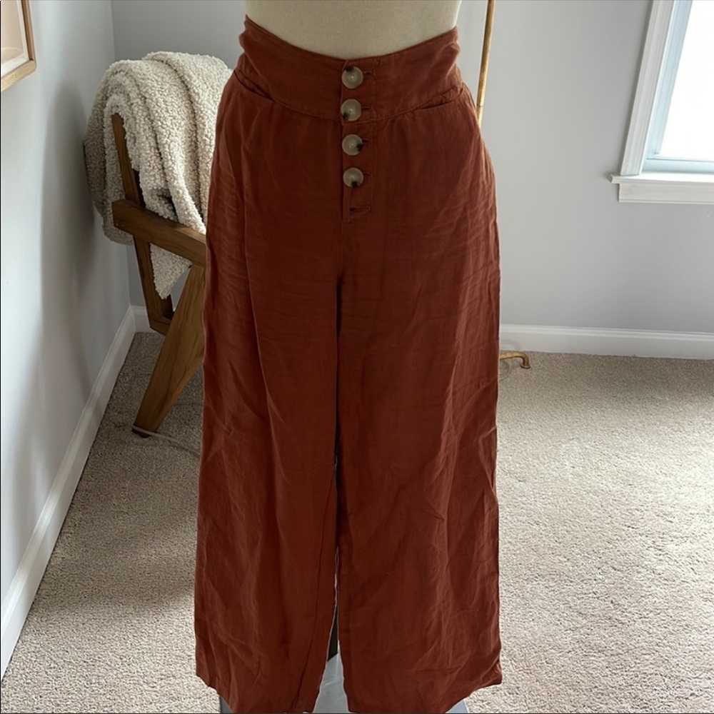 Lou & Grey Linen Brown Pants 8 Fits 4-6